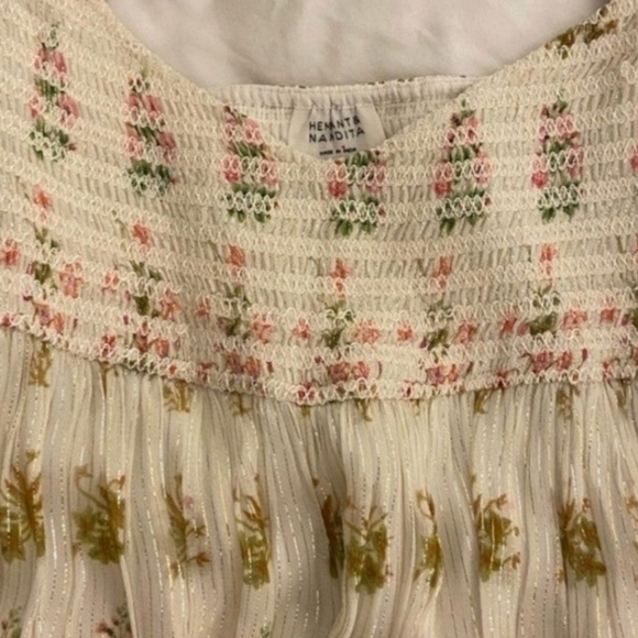 HEMANT & NANDITA Floral Chiffon Mini Dress Small - Picture 6 of 9